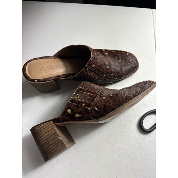 Madewell The Carey Block Clog Mule in Painted Leopard Calf Hair Squared Toe 8 - Picture 13 of 16